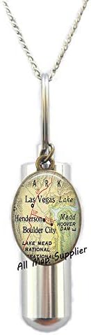 AllMapsupplier modna kremacija urna ogrlica Las Vegas Map urn šarm, las vegas mapa kremacija urn ogrlica, las vegas urn, las vegas