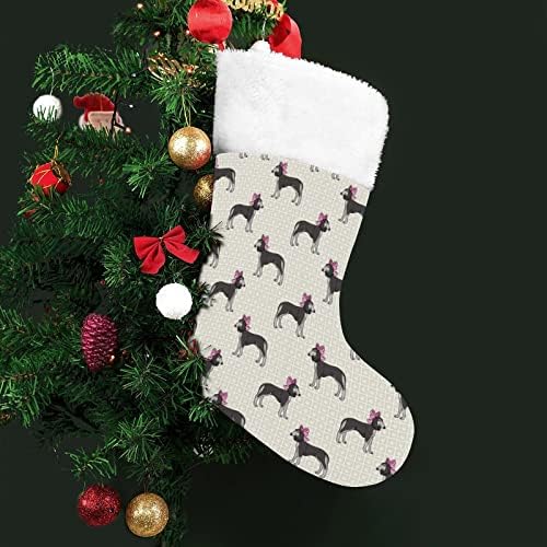 Slatki pse saluki s ružičastim božićnim božićnim čarapama Viseći čarape Ispis Xmas Tree Kamin ukrasi