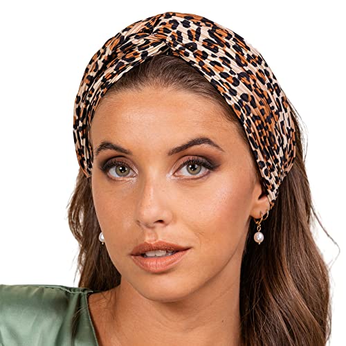 MON PETIT BANDEAU-ženske modne trake za glavu - Dodaci za kosu francuski brend-traka za kosu za žene - leopard Print Plisiran & upletena traka za glavu / Dakota Model