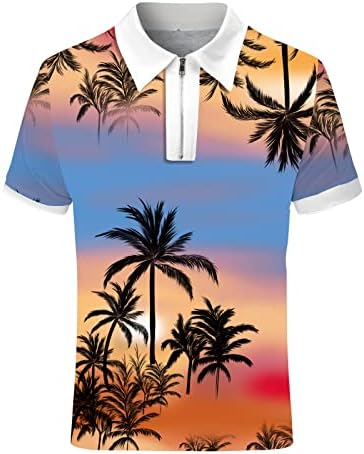UBST 2022 nove muške polo majice, ljetni kratki rukav patentni zatvarač na vratima Ležerne havajske tropske sinte Henley Golf majice