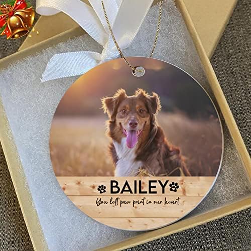 VHGECO Božićni pas Memorijalni Ornament poklon, foto ljubitelji pasa Memorijalni poklon, fotografije sa prilagođenim slikama kućni