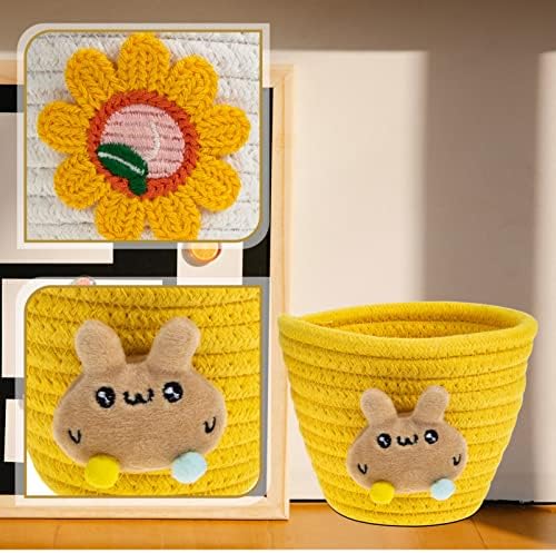 Zerodeko 2pcs crtani koš za skladištenje mini grickalice za igračke pamučne konopke tkane košare rattan cvjetna vaza za sušene podružnice