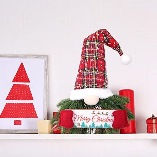 C Appok Božić Gnome Vijenac za uredbene vrata - Santa Božić GNOME DOORNOR HILMING ONNAMENTI SA BORE IGLE - XMAS Zidni dekor Zidno sa svjetlima za prozor za trijem na otvorenom