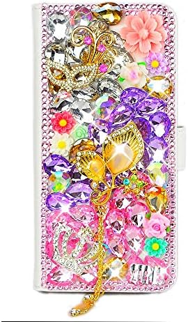 Fairy Art Crystal novčanik slučaj Kompatibilan sa Samsung Galaxy A33 5G-Crown Ballon Flowers privjesak-Pink-3D ručno rađeni Glitter