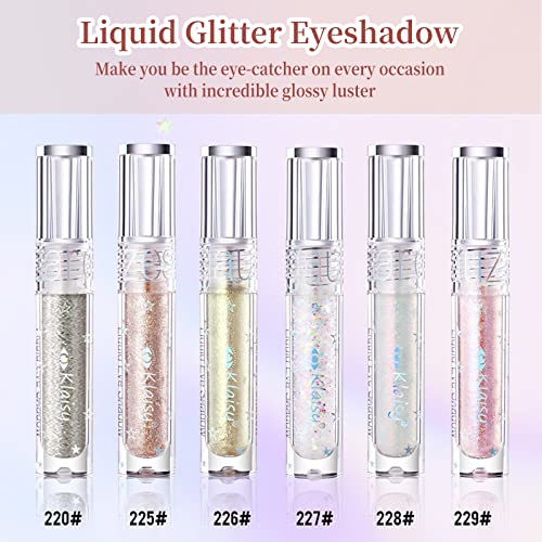 Quxunzzz Liquid Glitter sjenilo, metalik Glitter Shimmer Eye izgleda vodootporno dugotrajno brzo sušenje blistavih sjenila za oči