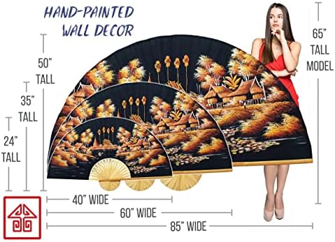 Tajlandski krajolik sklopivi zidni ventilator ručno oslikani zidni dekor umjetnost