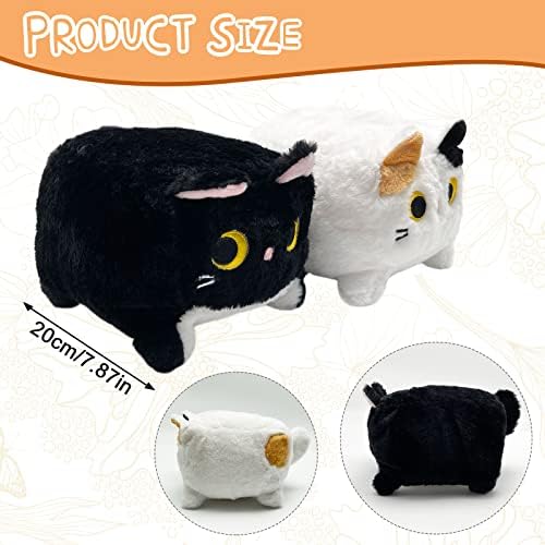 2pcs 7,87 Square Black Cat plišane igračke set, slatka kitty plushie mačka punjena životinja kawaii boxy podudarnost mačke lutke mekani