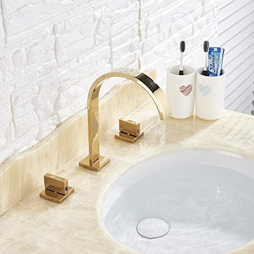 Zlatna kupaonica umivaonik slavina umivaonika slavina za umivaonik dvostruka ručka slavine za pranje palube montirano pranje miksera
