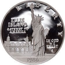 1986 S 1986 Statut Liberty Ellis Island Silver Commemorativni dolar $ 1 Dokaz američke minte