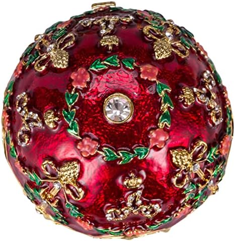 Danila-suveniri Faberge Style Alexander Palace Egg / Trinket Jewel kutija 5.6 '' crvena