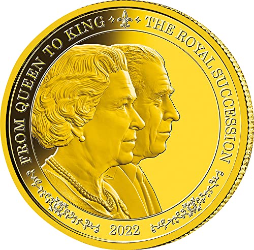 2022 DE The Kraljevska sukcesija Powercoin iz kraljice do kralja 1 oz Gold Coin 10 $ Barbados 2022 Dokaz