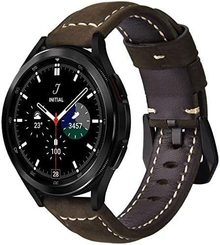 V-MORO kožni remen Kompatibilan je za Galaxy Watch 4 Classic Band 46mm 42mm / Gledaj 4 44mm 40mm trake Prave kože sa jakim metalnim kopčom za ručni pojas za Samsung Galaxy Watch 3 41mm Muškarci