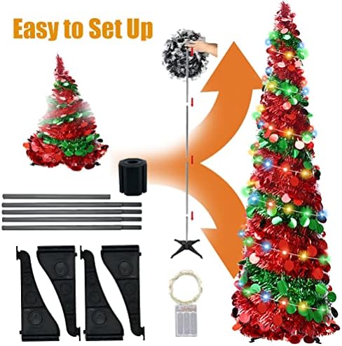5 ft Sklopivi pop up postavki vještački olovka božićno drvce Tinsel Slim Xmas Tree visok mršavo drvo sa plastičnim postoljem, ukrasi