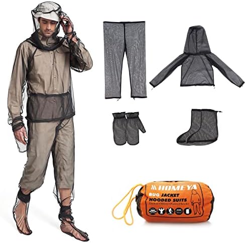 Homeya Net Suit XXL, mreža sa jaknom Hoodie & Hlače, rukavi i čarape, lagana fina mrežasta odjeća za muškarce i žene, za kampiranje,