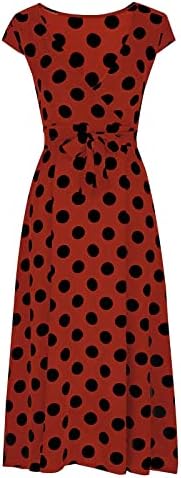 Vneck Spandex haljina za žene s kratkim rukavima cvjetni print midi casual zavoj polka točka haljina dame 2023 1g
