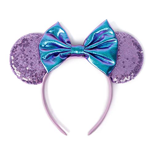 WOVOWOVO mišje uši mašne trake za glavu za žene djevojke, dekoracija za Noć vještica svjetlucave trake za kosu zabava princeza Cosplay kostim Hair Accessories, ljubičasta