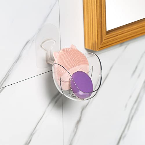 Zerodeko Šminka Spužvaca 2pcs Zidni šminka spužva u kupaonici jaje lisnata stalak samo ljepljivi držač spužva Očišćavač na listu za kućne zalihe popravke prozirne sponge