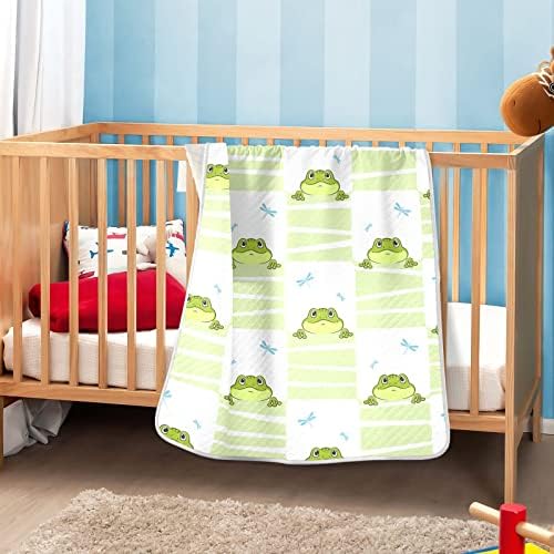 Swaddle pokrivač zelena žaba Pamučna pokrivačica za dojenčad, primanje pokrivača, lagana mekana prekrivačica za krevetić, kolica, raketa, 30x40 u bijeloj boji