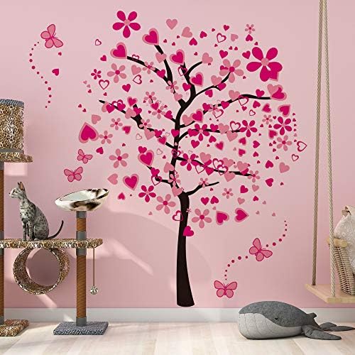 RW-1306 Creative Pink Flowers wall Decals Peach Blossom Love Heart Wall Stickers DIY uklonjiva trešnja cvjetna leptir tačka zidni