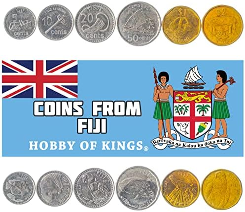 6 novčića od Fidžija | Fidžian Coin Cover Collection 1 2 5 10 20 50 CENTS | Kruže 1969-1985 | Biljka riže | Kraljica Elizabeta II