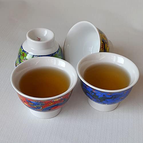 TAPOT China Porcelain 12oz Dragon Nehrodlex Teacup 4pcs Gongfu Infuser za labavi čaj