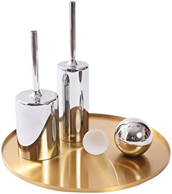 14-inčni okrugli metalni ukrasni poslužavnik od svijetlog zlata, zrcalna završna obrada Zlatni poslužavnik za posluživanje sa usnom
