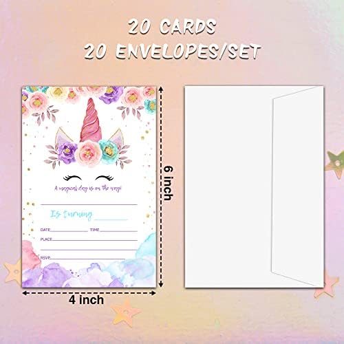 ISOVF 4 X 6 čarobnjačke za rođendanske kartice za rođendan sa kovertama - ružičasto cvjetni stil Party Style poziva - C23