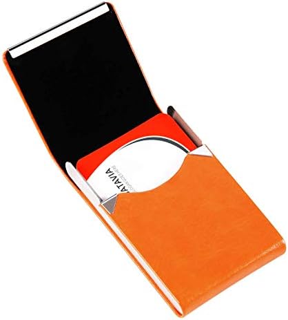 JuneLsy držač vizitkarte Case-profesionalna PU kožna torbica za vizit karte metalni držač za kartice džepni nosač vizitkarte za muškarce
