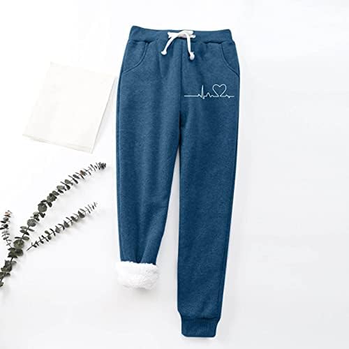 Pantalone za žene plus topli kruni baršuna sa džepovima tople hlače visoki struk rastezljivi runo, hlače pune dužine