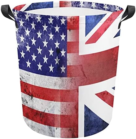 Vintage zastava SAD-a i Velike Britanije sklopiva korpa za pranje veša ostava za veš velika korpa za organizatore igračaka