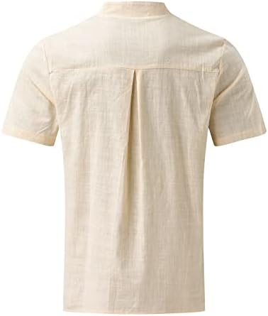 ZDFER muške pamučne posteljine Ležerne prilike Henley majice kratki rukavi Baggy Summer Košulje na plaži Hipi Graft čipke gore vrhovi