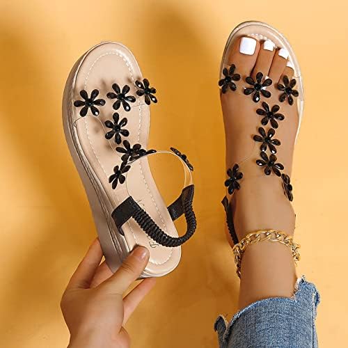 Papuče za žene Udobne dame Modni ljetni prozirni remen cvijet klina na petu elastične ležerne rimske sandale žene hodajuće sandale