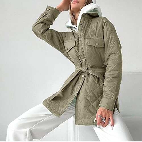 Huankd Ženske zimske kapute Solidne boje džepova dugih rukava pamučna jakna jesen i jakna sa zatvaračem kapute jakne