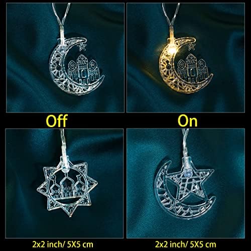 40 LED 20 ft Ramadan Eid struna svjetla Muslim dekorativna svjetla Mubarak Islam Fairy Lights Star Moon Castle Lantern struna svjetla