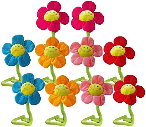 XJXJ plišano cvijeće, saviljiva plišana nasmiješena lica cvijet igračka lutka zavjesa za zavjese Dorkir Poklon rođendan vjenčanim dekorom Prop Fairy Winds Stick, 10pcs Mačka igračka