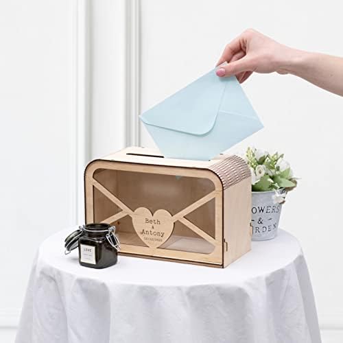 Kutija za vjenčanje drveta sa kutijom za kovertu utora Personalizirana poštanska kutija Vjenčanje Money Box Wood Card Card Box Spring