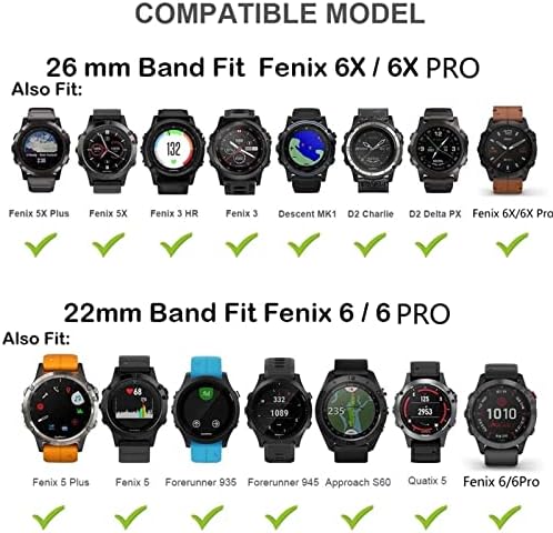 VBWVA 26mm 22mm Logačica za Fenix ​​6 6x Pro 5 5x Plus 3 3HR S62 935 Brzo oslobađanje Silikonskih kaiševa za Garmin Enduro MK1 MK2 Dodatnu opremu