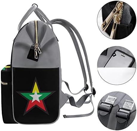 Mjanmar zastava zvijezde torba ruksak stilski materinsku vrećicu multifunkcijska vodootporna putovanja Staypack