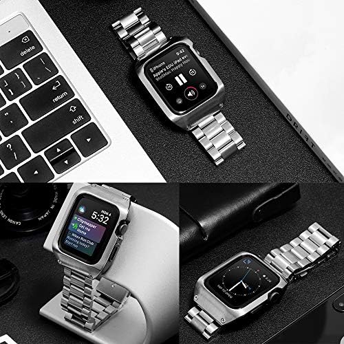 Elobeth kompatibilan sa Apple Watch Band 44mm SE 2 serije 4/5/6 / SE s futrolom, mens nehrđajući čelik IWATCH 44 mm trake sa zaštitnim hramnim poklopcem za Apple Watch Se2 / SE serije 6/5/4 44mm