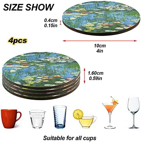 Pijte podmetači Monet vodeni ljiljani Willow Apsorbent Coaster setovi od 4 za zaštitu od stola