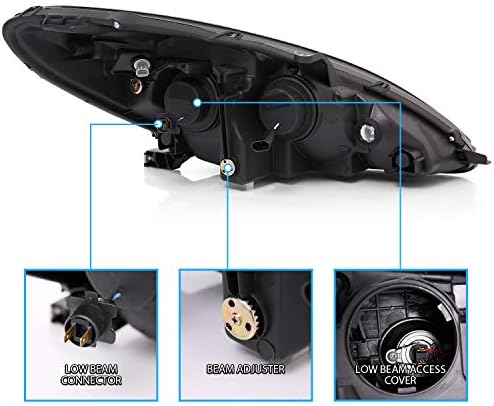 AmeriLite Crni projektor zamjenski farovi Ultra Bright LED Halo za Lexus ES 300/330 - suvozačeva i vozačka strana