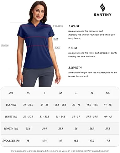 SANTINY ženska Golf košulja Zip Up Dri-fit kratki rukav Polo majice UPF50+ Tenis Golf topovi za žene Casual rad