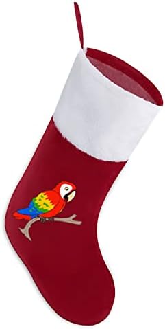 Crtani parrot Božićne čarape čarape sa plišanim kaminom visi za Xmas Tree Decor Decor