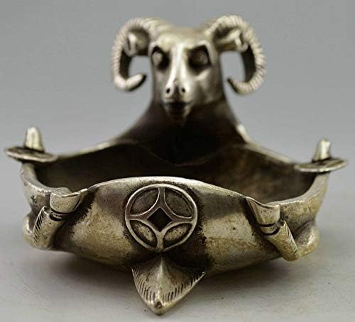 Zamtac je složen kolekcionarni ukrašeni stari ručni ručni tibetanski srebrni ovci povoljni pepeljaru.