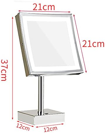 ZJFSX 8-inčno ogledalo za šminkanje sa LED svetlima, 5x uvećanje, Kozmetičko ogledalo rotacija ogledala ogledalo za brijanje šminke, bronzano crno