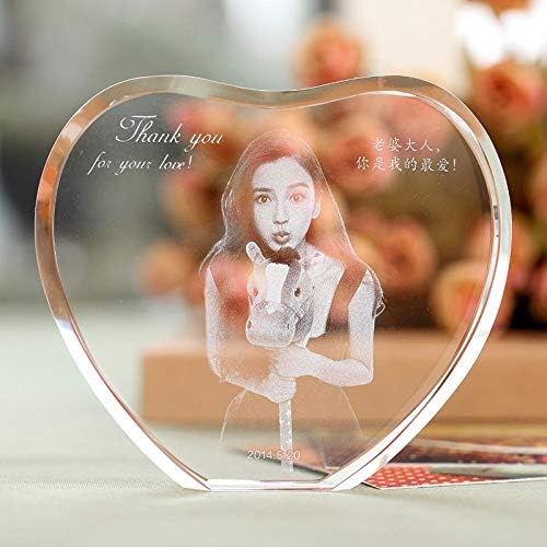 BATRC Prilagođeni oblik srca ugravirani kristalni foto album Family Wedding Photo Frame za foto album za Valentinovo