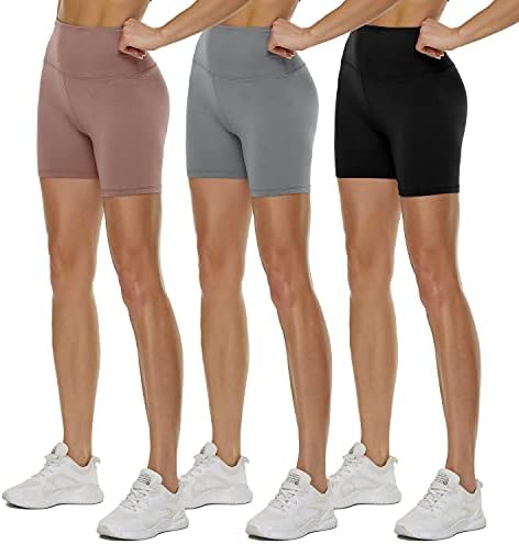 QGGQDD 3 pakovanja bajkerske kratke hlače visokog struka za Žene – 5 Buttery meke crne vježbe za jogu atletske kratke hlače