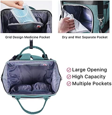 BesyPro vodootporna torba za pelene ruksak sa Prijenosnom podlogom za presvlačenje, velikom torbom za presvlačenje pelena za trudnice