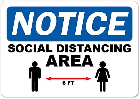 Znak obavijesti Coronavirus - područje socijalnog distanciranja | Aluminijski znak | Zaštitite svoje poslovanje, općina, doma i kolege