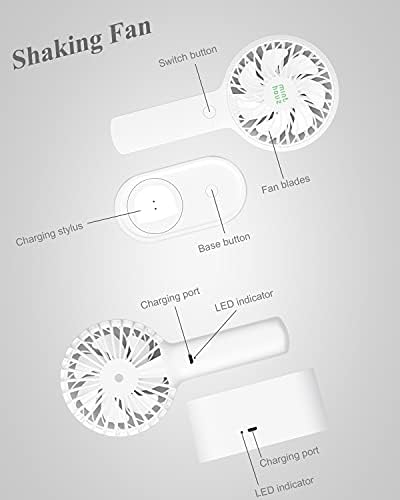 Minthouz ručni ventilator, 90° automatski tresući glavom lični ventilator sa rotirajućom bazom, 3 brzina podesivi prijenosni ventilator